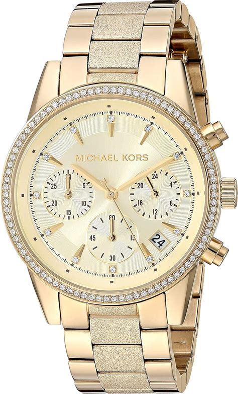 michael kors ritz chronograph watch light horn|mk6597.